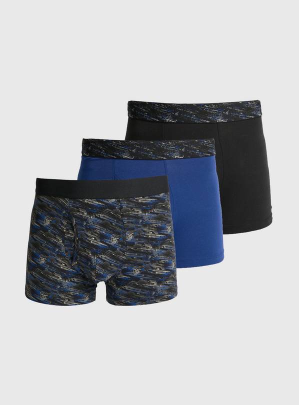 Blue Digital Print Trunks 3 Pack  XS